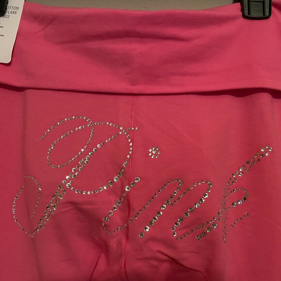 Victoria's Secret, PINK, M, BLING All Day Cotton Bling Foldover Flare Leggings - Picture 2 of 5